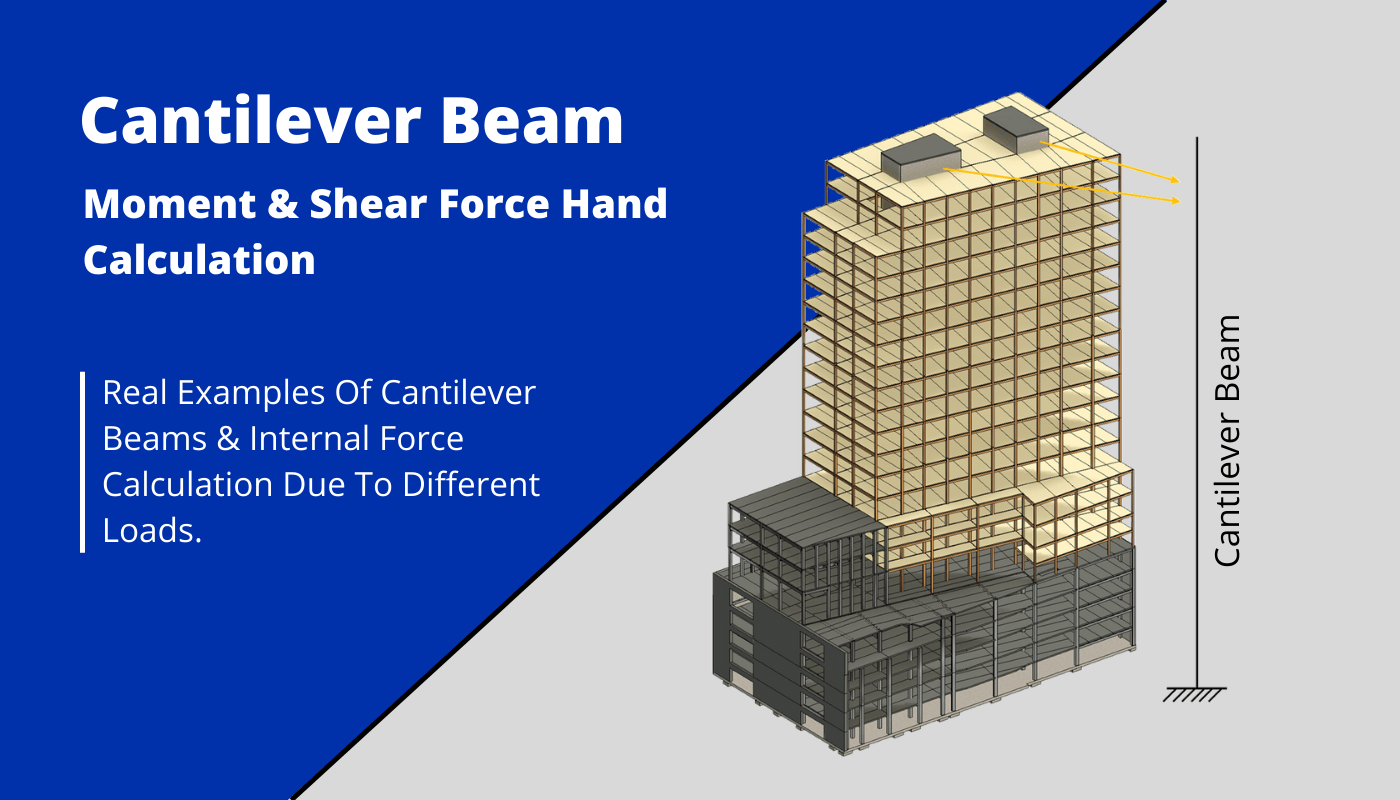 Cantilever beam moment and shear force calculation with real examples of cantilever structures due to different loads