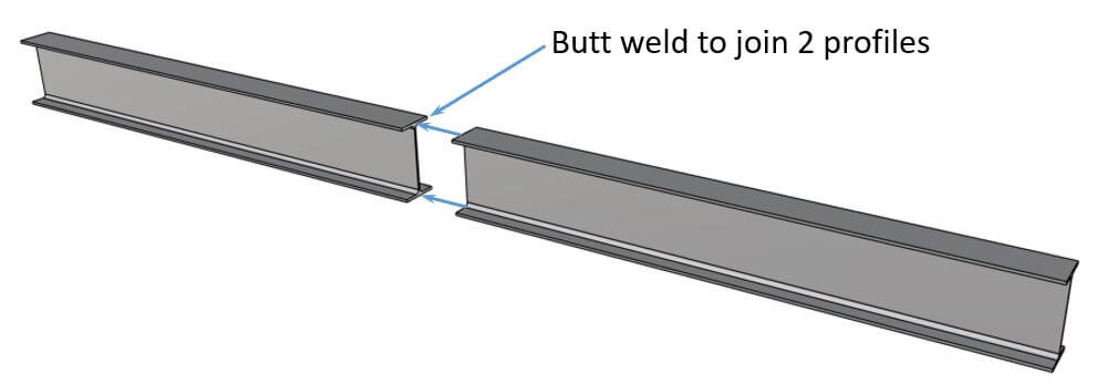 butt welds are used to join two steel profiles in the same plane.